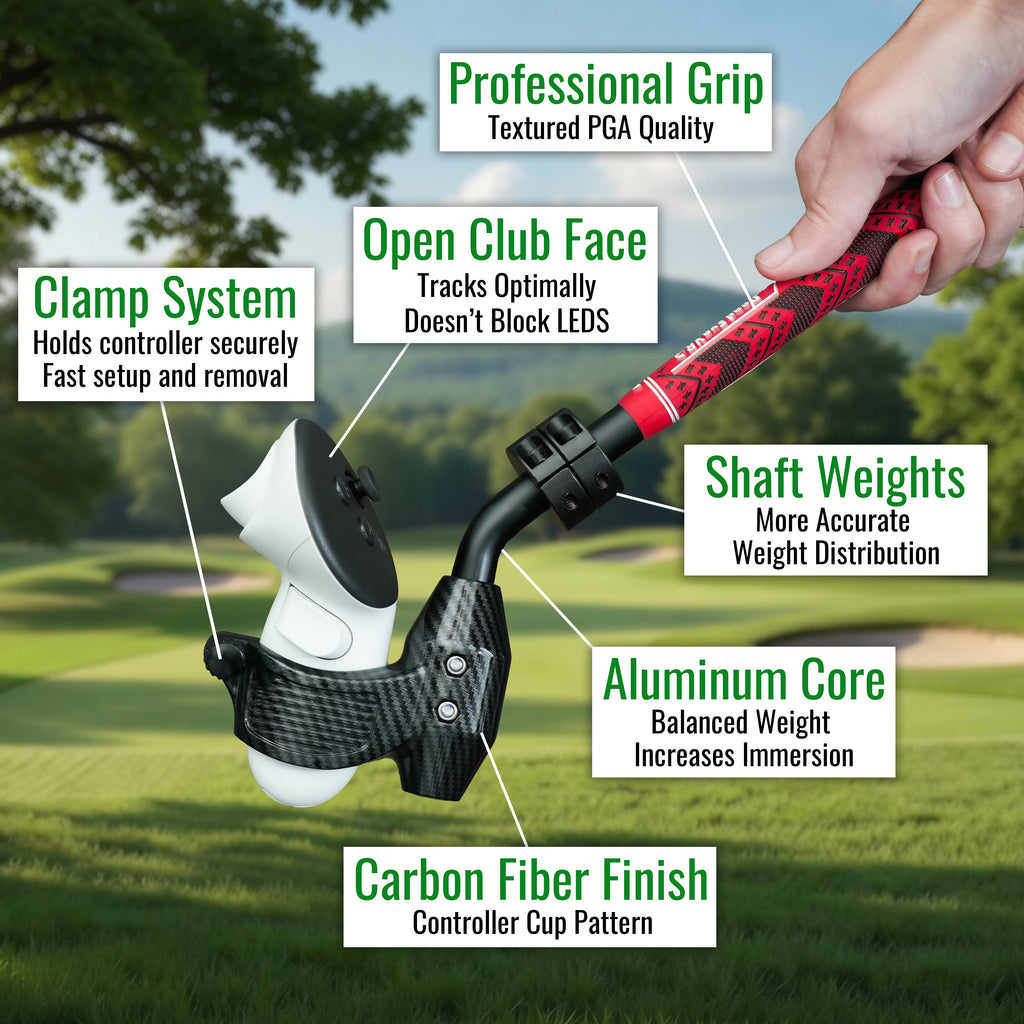 DriVR Ace - VR Golf Club Handle Accessory - Compatible with Quest 3/3s and Pro