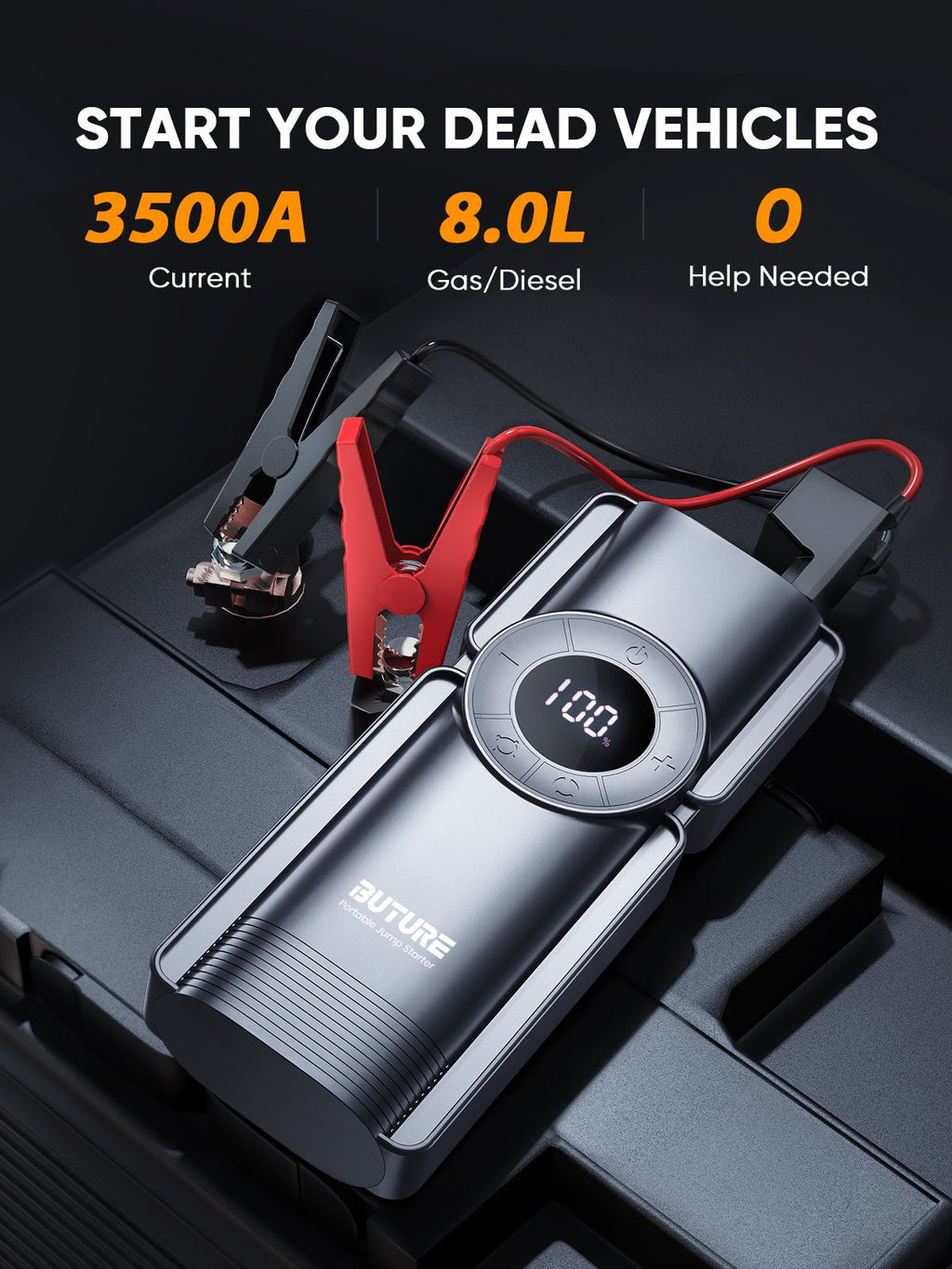 Buture Beta01 Palm-Sized Jump Starter with Air Compressor丨3500A Peak Power, Auto Shut-Off Inflation